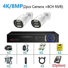 Hệ thống camera bảo mật Simicam 4K H.265 8CH NVR POE AI với phát hiện khuôn mặt 8MP Super Color Full Vision Tầm nhìn 2 chiều Build-In-In