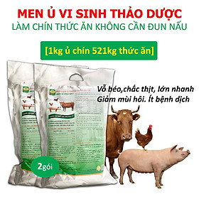 Combo 2 gói BIO-MEN Men ủ thơm thảo dược. Men vi sinh ủ chín thức ăn cho Gia súc, Gia cầm