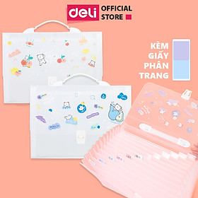 Cặp tài liệu mở rộng 13 ngăn Deli - cặp học sinh - trong suốt - file đựng tài liệu - 1 chiếc - 72563