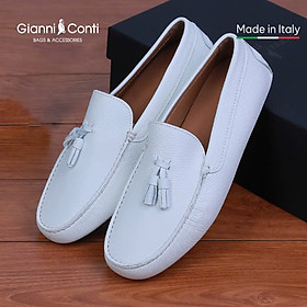 Giày Lười Moka Da Thật Made in Italy - Phong Cách Ý Thanh Lịch - Màu trắng - 1723BIA - Hàng chính hãng