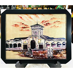 Tranh sơn mài - CHỢ BẾN THÀNH VIỆT NAM / Biểu tượng văn hóa Sài Gòn – Quà tặng ý nghĩa