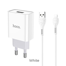 Bộ sạc Hoco C81A sạc nhanh 2.1A Max - Hàng Chính Hãng 1 cổng sạc Usb to lai ning  chất liệu PVC an toàn Pon Case