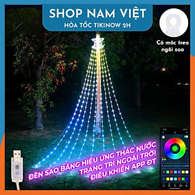 Dây Led Sao Băng RGB Hiệu Ứng Thác Nước, Điều Khiển Bằng Điện Thoại - Trang Trí Ngoài Trời Giáng Sinh, Năm Mới