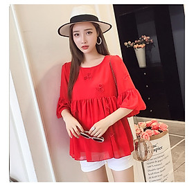 ÁO BẦU CHIFFON TAY LỬNG XÒE CHẤT VOAN CHIFON MỀM MÁT AB1241