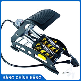 Bơm Đạp Chân 2 Nòng Xilanh 8 Bar 120 PSI Siêu Bơm Chất Lượng Cao Cho Xe Đạp, Xe Máy, Xe Ô tô, Xe Hơi Đa Năng Dễ Dàng Xếp Gọn thân hợp kim siêu bền, hỗ trợ cả van Mỹ và van Pháp