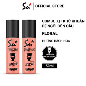 Mua Combo 2 chai Xịt khử khuẩn bệ ngồi bồn cầu Su Star hương bách hoa loại bỏ 99.999% vi khuẩn trong 10s 50ml