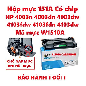 Hộp mực 151A Có chip cho HP MFP 4103FDN MFP 4103FDW 4103dw 4003DN M4003DW - MÃ MỰC W1510A , MỚI 100%, BẢO HÀNH 1 ĐỔI 1 Hàng chính hãng Alpha Cartridge