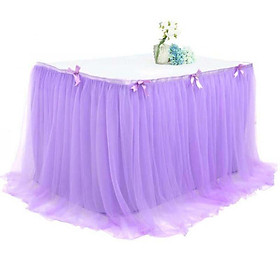 Voan Bàn Váy Tutu Bàn Váy Bộ Đồ Ăn Cưới Tiếp Liệu Trang Trí Tiệc Sinh Nhật Trẻ Em Tắm Nhà Tiệc Trang Trí - Purple