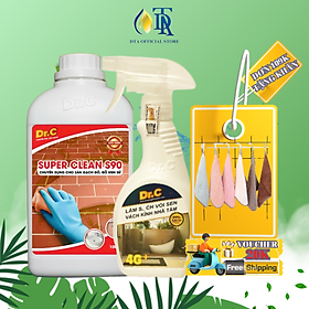 Combo Tẩy Bồn Cầu Bị Ố Vàng,Tẩy Gạch Men,Tẩy Xi Măng S90+Tẩy Cặn Canxi Nhà Tắm,Tẩy Vách Kính Vòi Sen Inox,Tẩy Ố Vàng Nhà Vệ Sinh 4G Dr.C