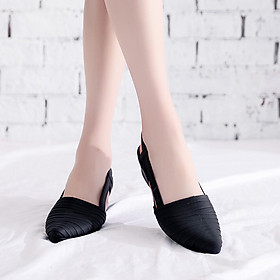 Giầy búp bê hở gót thoáng mát chịu nước thời trang dạo phố đi biển họa tiết vân sóng dễ thương GN08 - Đen - 37