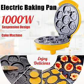 AUGIENB 1000W 220V Mini Waffle Maker Bread Machine Cake Maker Stainless Steel Convenient Automatic Electric Baking Pan Machine Breakfast Egg Roll Maker Household Pancake Pan