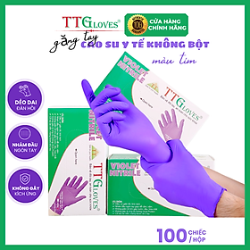 Mua Găng Tay Y Tế Màu Tím Size L  Không Bột Nitrile TTGLOVES (100 Chiếc)