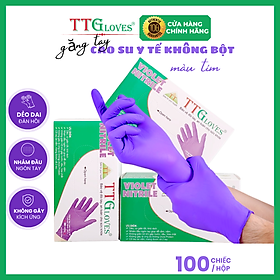 Găng Tay Y Tế  Màu Tím Size XL, Không Bột Nitrile TTGLOVES (100 Chiếc)