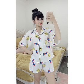 Đồ Bộ Lụa Satin Tay Cánh Dơi Quần Đùi (Hàng Thiết Kế)