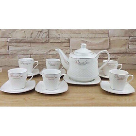 Bộ ấm trà kèm 6 cốc men sứ xương hàng cao cấp