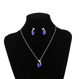 2-4pack Crystal Rhinestone Water Drop Pendant Necklace Earrings Jewelry Set