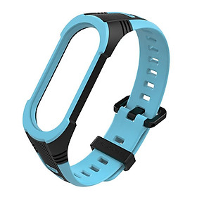 Dây đeo thay thế Mijobs cho Xiaomi Miband 5 - Miband 3 - Miband 4 , khóa gài kim kiểu dán thể thao viền màu 4 gốc dày chống sốc - Hàng Nhập Khẩu