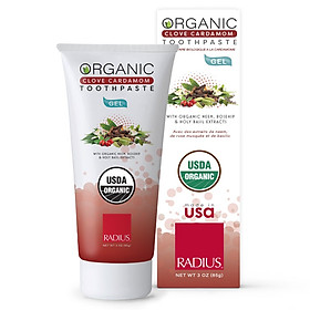 Kem Đánh Răng Hữu Cơ Vị Đinh Hương & Bạch Đậu Khấu Radius - Organic Clove Cardamom Toothpaste, Dạng Gel, 85g