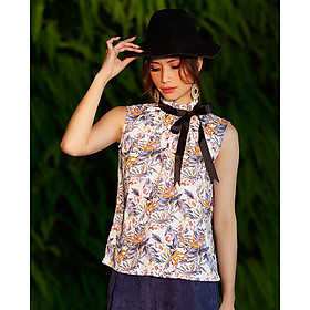 Áo Cổ Lọ Sát Nách Họa Tiết Hoa Thiên Điểu Reginae TOP177 Thời trang thiết kế Hity