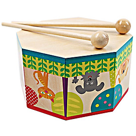 Cartoon Wooden Drum Hand Percussion Instrument Toy for Kids Early Learning