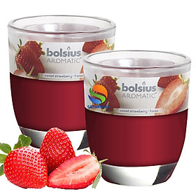 Combo 2 ly nến thơm tinh dầu Bolsius Sweet Strawberry 105g - hương dâu tây, nến trang trí, thơm phòng, thư giãn, Hỗ trợ khử mùi