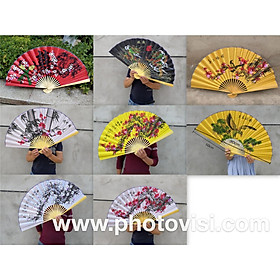 Quạt cổ trang 90cm quạt xòe cầm tay in hoa trang trí đẹp trưng bày nhà cửa xinh xắn (MẪU GIAO NGẪU NHIÊN)