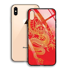 Ốp Lưng Họa Tiết Mạ Màu Vàng Ánh Kim cho điện thoại Iphone XS Max - 03007 8006 DRAGON14 - Rồng dũng mãnh - Hàng Chính Hãng