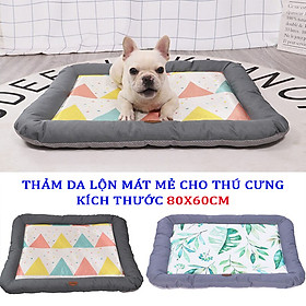 Thảm Da Lộn Mát Mẻ Hàng Xuất Khẩu Cho Chó Mèo Kích Thước 80x60cm