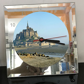Mua Đồng hồ thủy tinh vuông 20x20 in hình tu viện Mont Saint-Michel (9) . Đồng hồ thủy tinh để bàn trang trí đẹp chủ đề tôn giáo