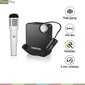 Takstar E500W - Máy Trợ Giảng Hai Mic Không Dây UHF, Kết Nối Bluetooth, Công Suất 20W Cho Giáo Viên, Bán Hàng, Hướng Dẫn Viên - hàng chính hãng