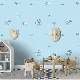 Cuộn 5m Decal Giấy Dán Tường Cá đại dương xanh biển (5m dài x 0.45m rộng)