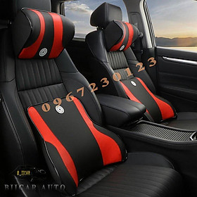 Gối tựa đầu và tựa lưng ô tô cao su non vỏ bọc da nhập khẩu cao cấp