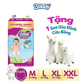 Tã quần Bobby có đệm lưng thấm mồ hôi đủ size tặng 1 set gia đình cừu bông