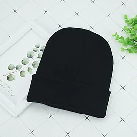 Nón Len Nam Nữ Màu Đen Mũ Len Beanie Trơn Thời Trang
