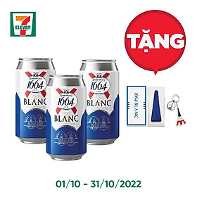 Combo 3 Bia BLANC lon 330ml tặng 1 Móc Khóa Blanc