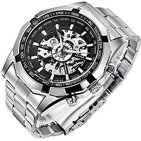 Gute Skeleton Watches for Men, Automatic Mechanical Watch, Luxury X Dial Steampunk Sport Business Stainless Steel Wrist Watch