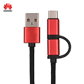 Cáp Dữ Liệu Huawei 2 Trong 1 Loại C Micro Usb Đồng Bộ Hóa Dây Dữ Liệu Dây Cáp Sạc Bền Cho Xiaomi - Hàng Chính Hãng