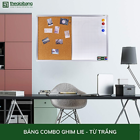 Bảng Combo Ghim Lie - Từ Trắng Khung Nhôm - Bảng Tân Hà - KT 80x120cm - Tặng Phụ Kiện