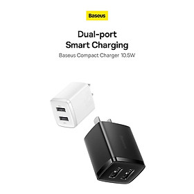 Củ Sạc Đa Năng 2 Cổng Sạc Baseus Compact Charger 10.5W- Hàng Chính Hãng