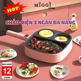 Chảo Điện 3 Ngăn Đa Năng - Chảo Chống Dính Cao Cấp - Chảo Ốp La Trứng