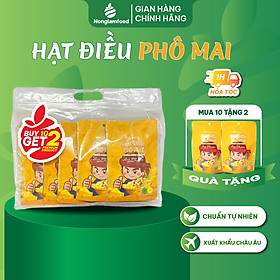 [Mua 10 tặng 2] Combo 10 túi Hạt điều phủ vị phô mai, sầu riêng, tỏi ớt, wasabi Nonglamfood túi 45g | Đồ ăn vặt dinh dưỡng