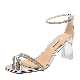 Giày sandal cao gót NKS35 mũi vuông, gót trong phối quai dây mảnh cao 9 cm