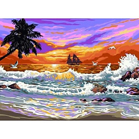 Mua Tranh tô màu theo số Tranh sơn dầu số hoá hình phong cảnh 7 size 40*50cm kèm khung