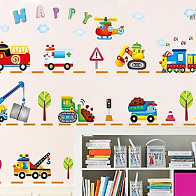 Decal dán tường ô tô, máy xúc, phương tiện giao thông