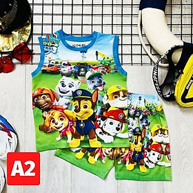 Bộ quần áo bé trai thun 3 lỗ hình chó cứu hộ từ 10-46kg - chất vải cotton thun lạnh. Đồ ngủ sát nách