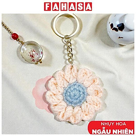 Móc Khoá Len Cúc Hoạ Mi - Màu Cam Nhạt (Nhụy Hoa Màu Ngẫu Nhiên)