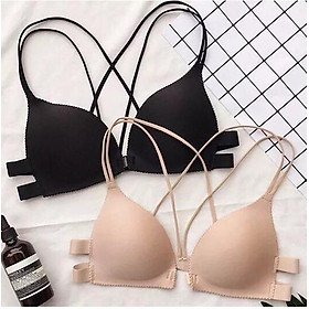 Combo 2 Áo Bra nữ Cài Trước Màu Da và Đen - Mút Đệm 2cm (Freesize)- Mã A06-da+den