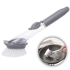 Mua Bàn Chải Cọ Rửa Xoong Nồi Nhà Bếp Đa Năng Có Cán Tay Cầm Có Bình Đựng Xà Phòng + Chổi Cọ + Miếng Nhám Bọt Biển