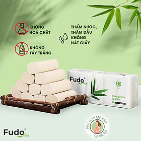 Khăn giấy tre Fudo - Combo 10 Cuộn Giấy Vệ Sinh Không Lõi (4 lớp): 100% bột tre, không tạo mùi, không tẩy trắng, siêu mềm, siêu mịn, siêu dai