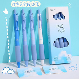 Hộp 4 Bút Gel Lopet Cao Cấp Mực Đen Ngòi 0.5mm Có Đệm Tay Màu Pastel Siêu Xinh - VPP Thiên Ái